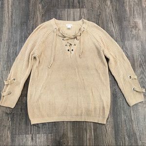 💙 Boutique Tunic lace up sweater